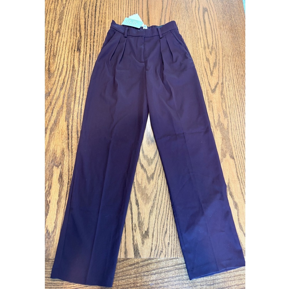 H&M Women Dark Plum Recycled Blend Tailored Trousers Dress Pants Size 2 NEW